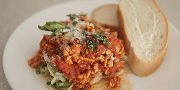 Zoodles With Simple Turkey Bolognese