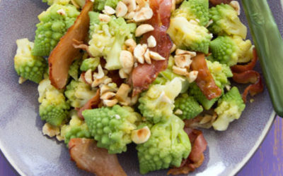 Romanesco Salad with Bacon and Hazelnuts