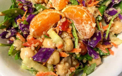 Vegan Quinoa Salad with Creamy Ginger Lime Chili Dressing