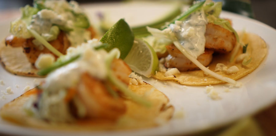 Creamy Cilantro Shrimp Tacos